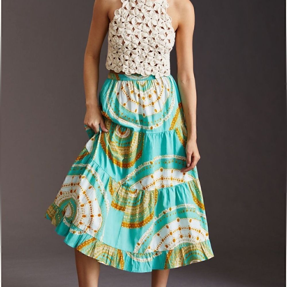 Porridge Andria tiered midi skirt NWT 